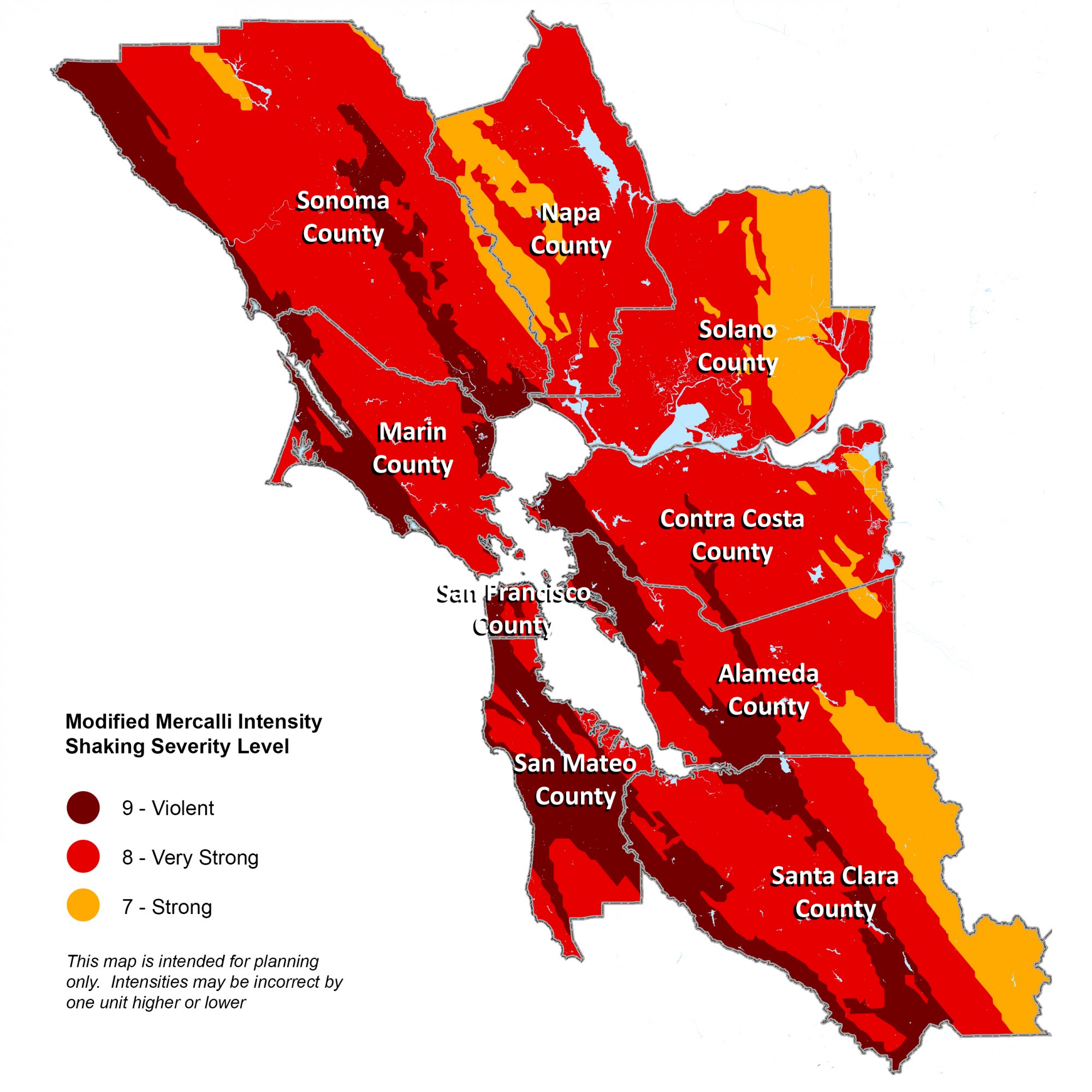 Bay Area Shaking Potential Map