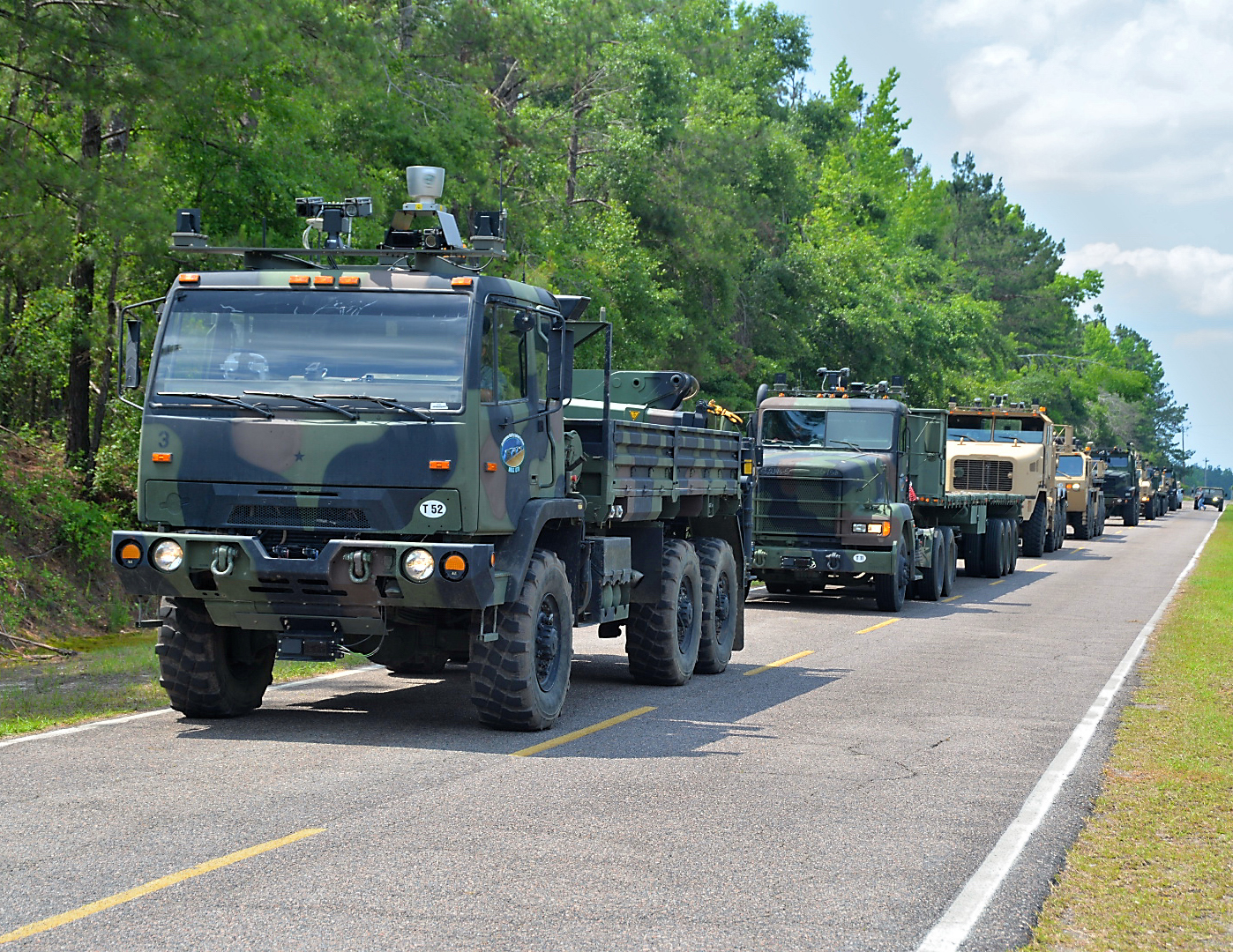 Lockheed Martin Automous Mobility Appliqué System Lockheed Martin is testing driverless convoy technology called Automous Mobility Appliqué System for military uses.