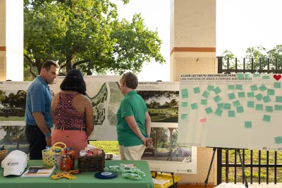 Community engagement event held outdoors to evaluate opinions on the renovation of MacGregor Park in Houston, Texas.