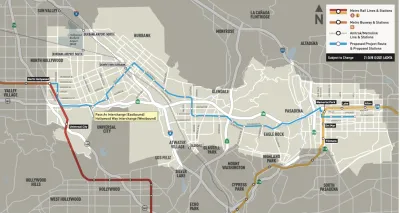 A map of the North Hollywood-Pasadena Bus Rapid Transit Line.
