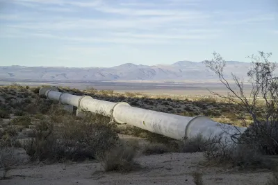A water-pipeline in the foothills west of Ridgecrest, CA