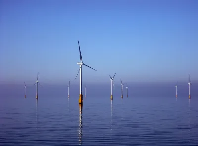 Offshore wind turbines at Barrow Offshore Wind off Walney Island in the Irish Sea