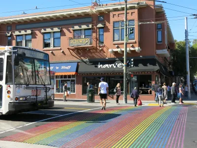 Castro Street Pedcrossing with Rainbow Flag Colour