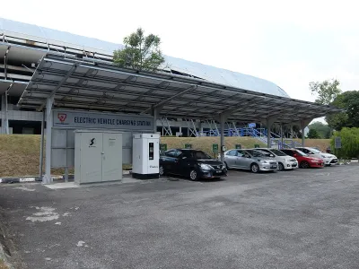 EV charging station with cars at TNB Research, Kajang, Hulu Langat, Selangor, Malaysia