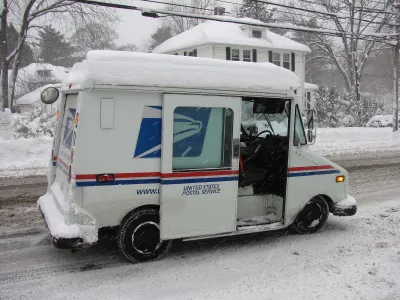 USPS truck in winter, Lexington Massachusetts