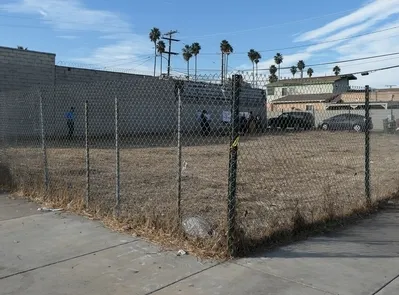 Fenced off vacant lot in Los Angeles