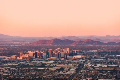 Sunset view of downtown Phoenix, Arizona.
