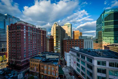 View of buildings in downtown Baltimore, Maryland.