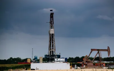 Oil drilling rig in South Texas.