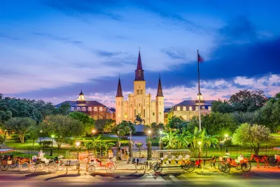 Nighttime view of Jackson Square in New Orleans, Louisiana.