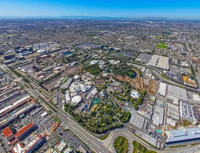 Aerial view of Disneyland park in Anaheim, California.