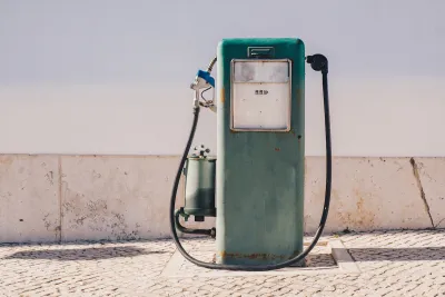 Faded green vintage gas pump