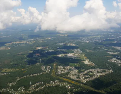 Aerial view of Arlington County, Virginia from an airplane.