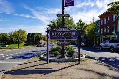 A sign announces the Kingston, New York Historic District