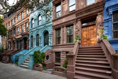 Colorful historic brownstones in New York City