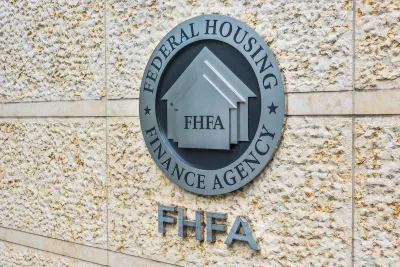 ederal Housing Finance Agency seal in downtown with closeup of sign and logo
