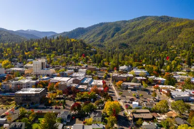 Aerial view of Ashland, Oregon.