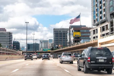 Traffic on a highway in Dallas, Texas.