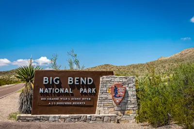 Entrance sign for Big Bend National Park, West Texas.