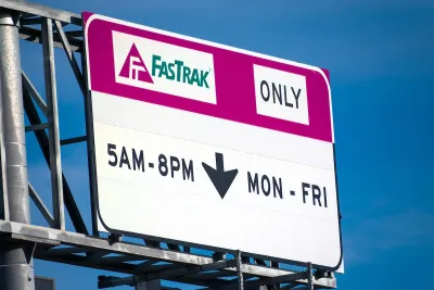 Close-up of Fastrak sign on California highway.
