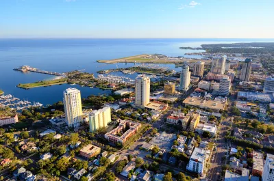 Aerial view of St. Petersburg, Florida on Gulf of Mexico coast