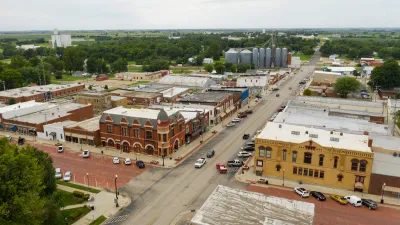 Aerial view of small town of Hiawatha, Kansas