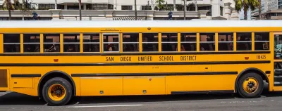 Yellow San Diego Unified School District school bus.