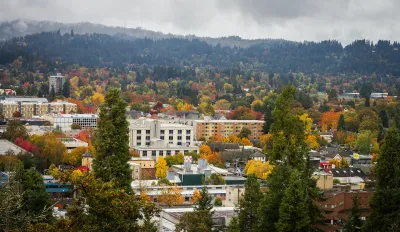 Aerial view of Eugene, Oregon.