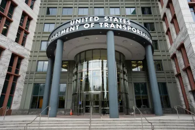 Front entrance of U.S. Department of Transportation office in Washington D.C.