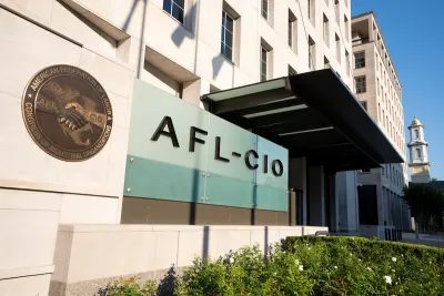 AFL-CIO sign on union headquarters building in Washington, D.C.