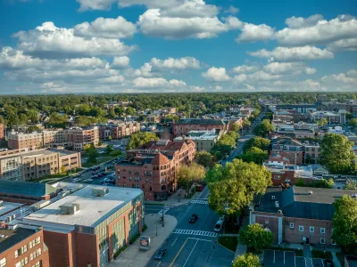 Aerial view of Broadway in Saratoga Springs, New York