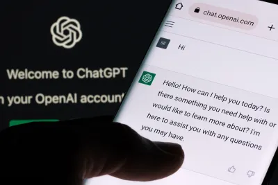 close-up of person using ChatGPT app on mobile phone.