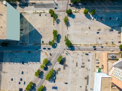 Aerial view of downtown Dallas surface parking lots