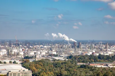 Aerial view of oil refinery near Baton Rouge, Louisiana.