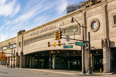 Facade of Newark Penn Station in Newark, New Jersey.