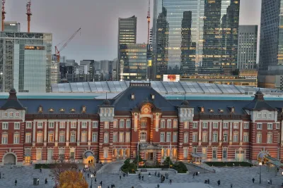 Red brick train station in Chiyoda City, Tokyo, Japan.
