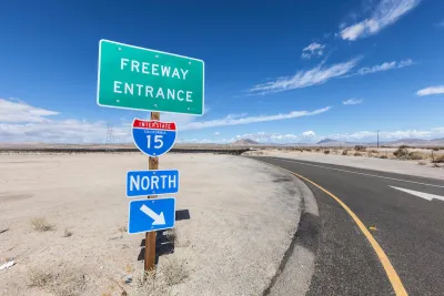 Freeway on-ramp sign for Interstate 15 in California.