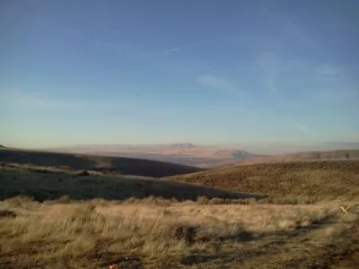 View of small town Benton in Washington State from Horse Heaven Hills.