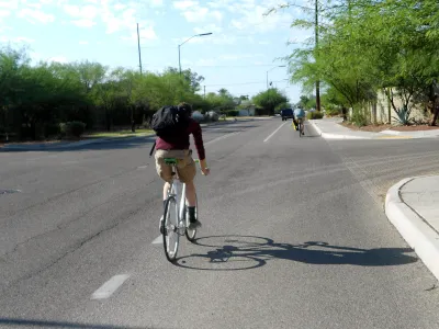 Cyclist on a street in Tucson, Arizona