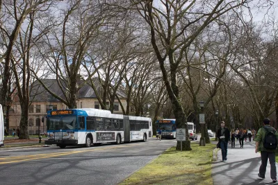 Community Transit buses at the University of Washington, Seattle.
