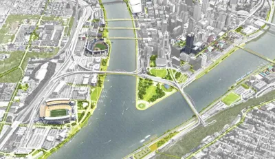Rendering of Completing the Loop river plan for Pittsburgh, PA