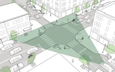 Diagram of visibility at urban intersection.