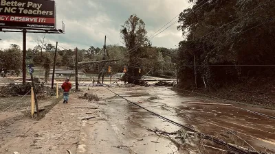 Damage from flooding from HUrricane Helene in North Carolina.