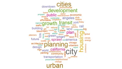 A word cloud of Planetizen phrases