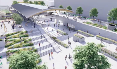 Rendering of exterior of MARTA Five Points transit station.