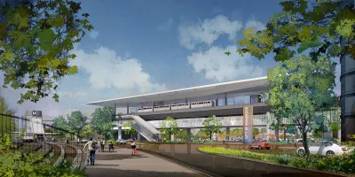 Drawing of proposed Inglewood People Mover station in Inglewood, California.