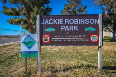 Jackie Robinson Park sign in Los Angeles County.