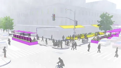 Rendering of outdoor dining patio design for New York City street.