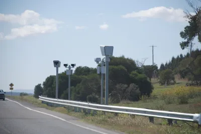 New "Point to Point" speed cameras on the Hume Highway, Victoria, Australia. Point to Point records your average speed over a set distance.