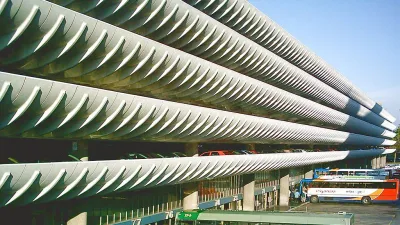 Photo of brutalist bus station in Lancashire, England